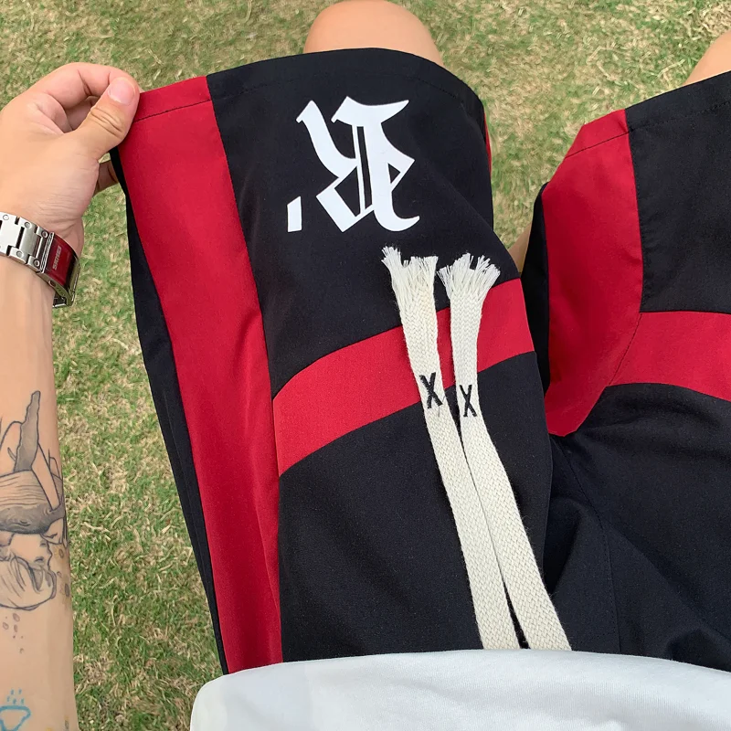 

Hip Hop Patchwork Shorts Summer Men's Casual Sports Pants 5XL Plus Size Drawstring Baggy Sweatshorts Male Short Sweatpant