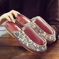 waterproof leather slippers men cotton shoes home slippers soft bottom footwear non slip winter warm plush indoor women slippers