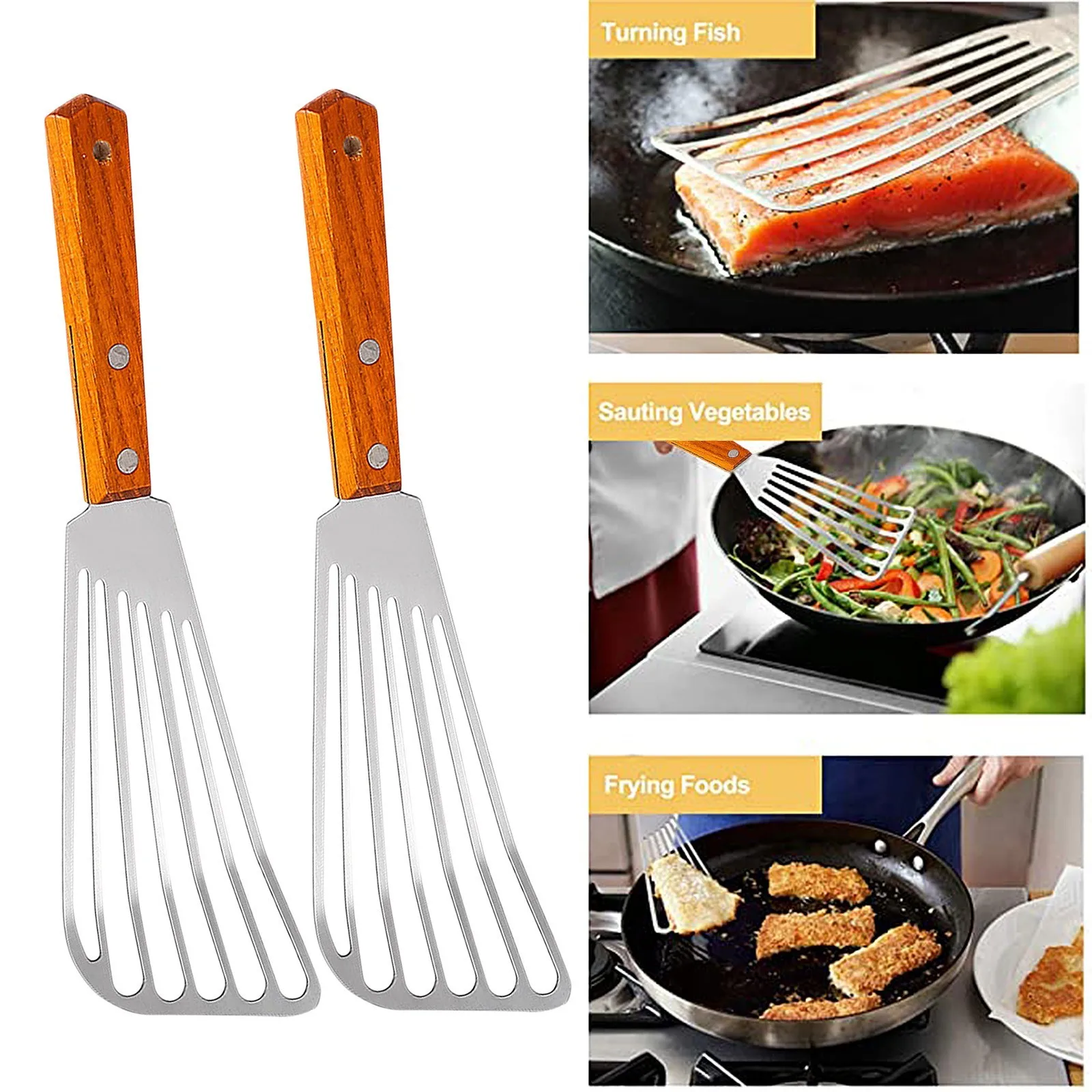 

Steak Slotted Household Turner Shovel Multifunctional Food Grade Stainless Steel Fish Spatula Home Kitchen Cooking Supplies