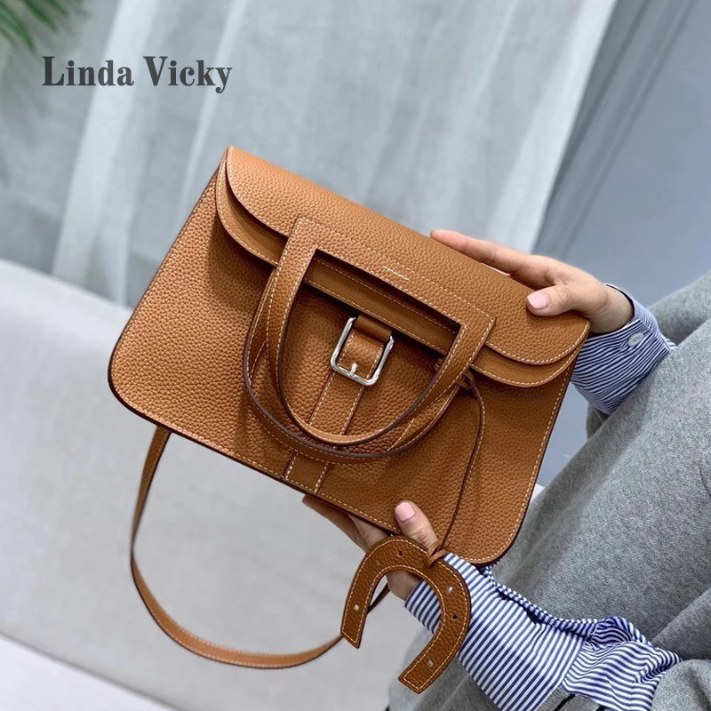 

Togo Leather Luxury Horseshoe Bags Women Designer Handbags Ladies Shoulder Saddle Bag 2022 New Genuine Cowhide Crossbody Bags