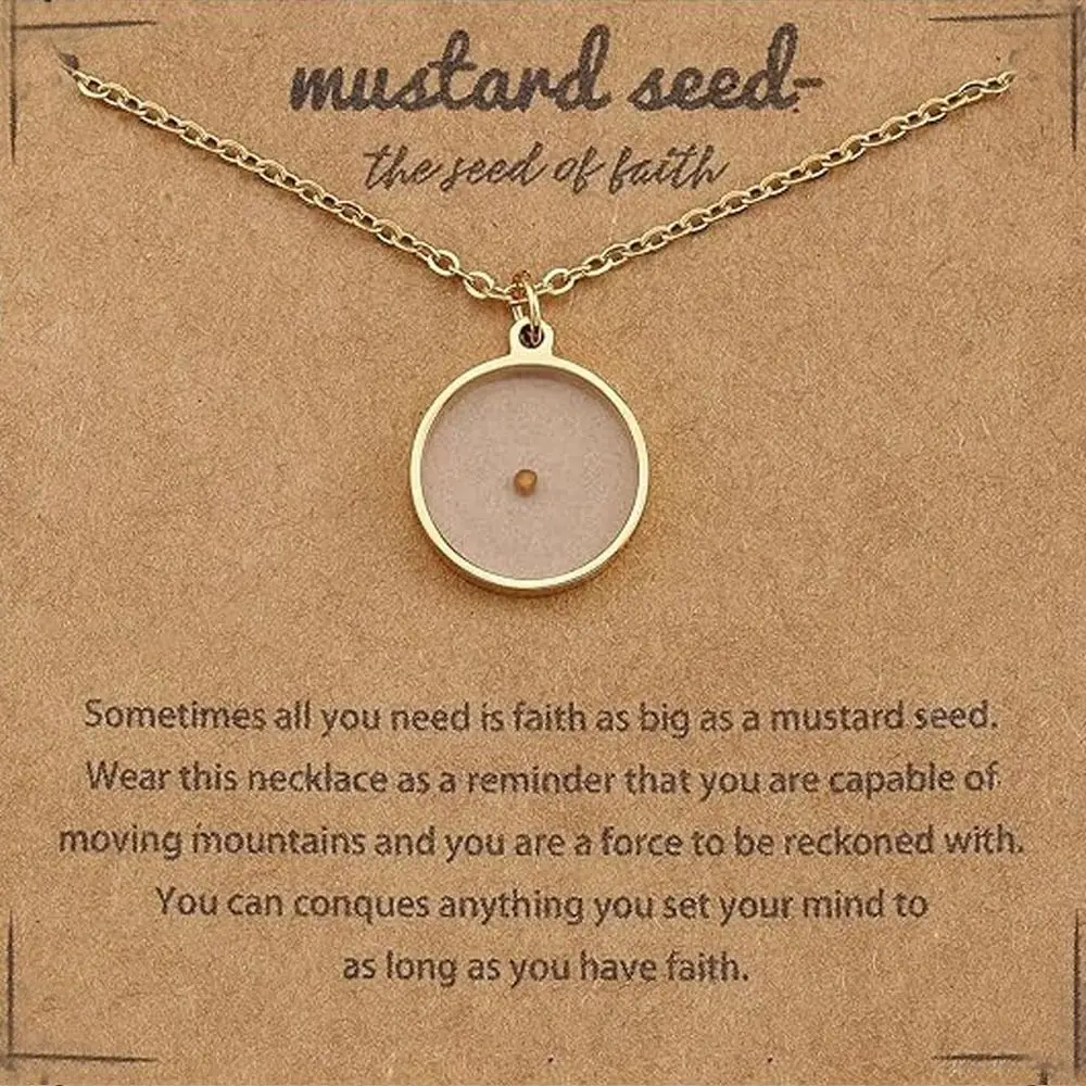 Христианский подарок ожерелье из семян горчицы серебряный цвет кулон