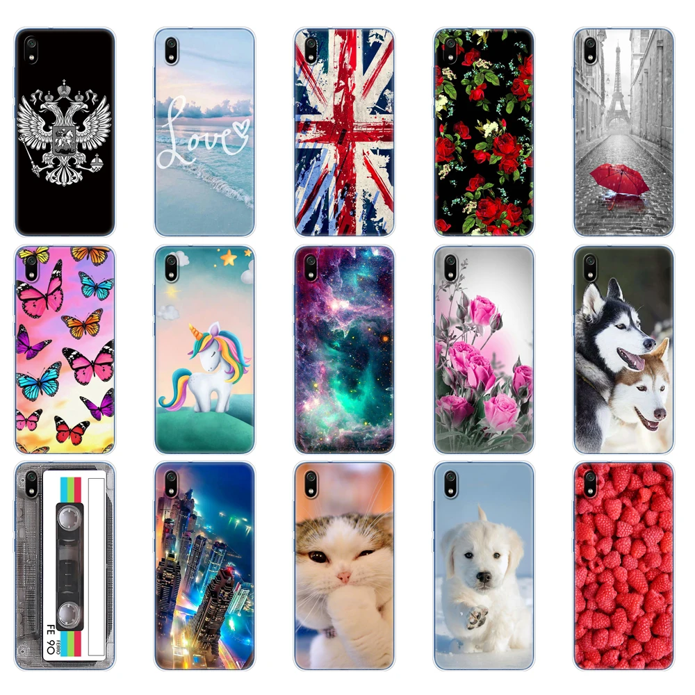 for xiaomi redmi 7a cases full protection soft tpu back cover on redmi 7 a bumper hongmi 7a phone shell soft touch bag coque cat
