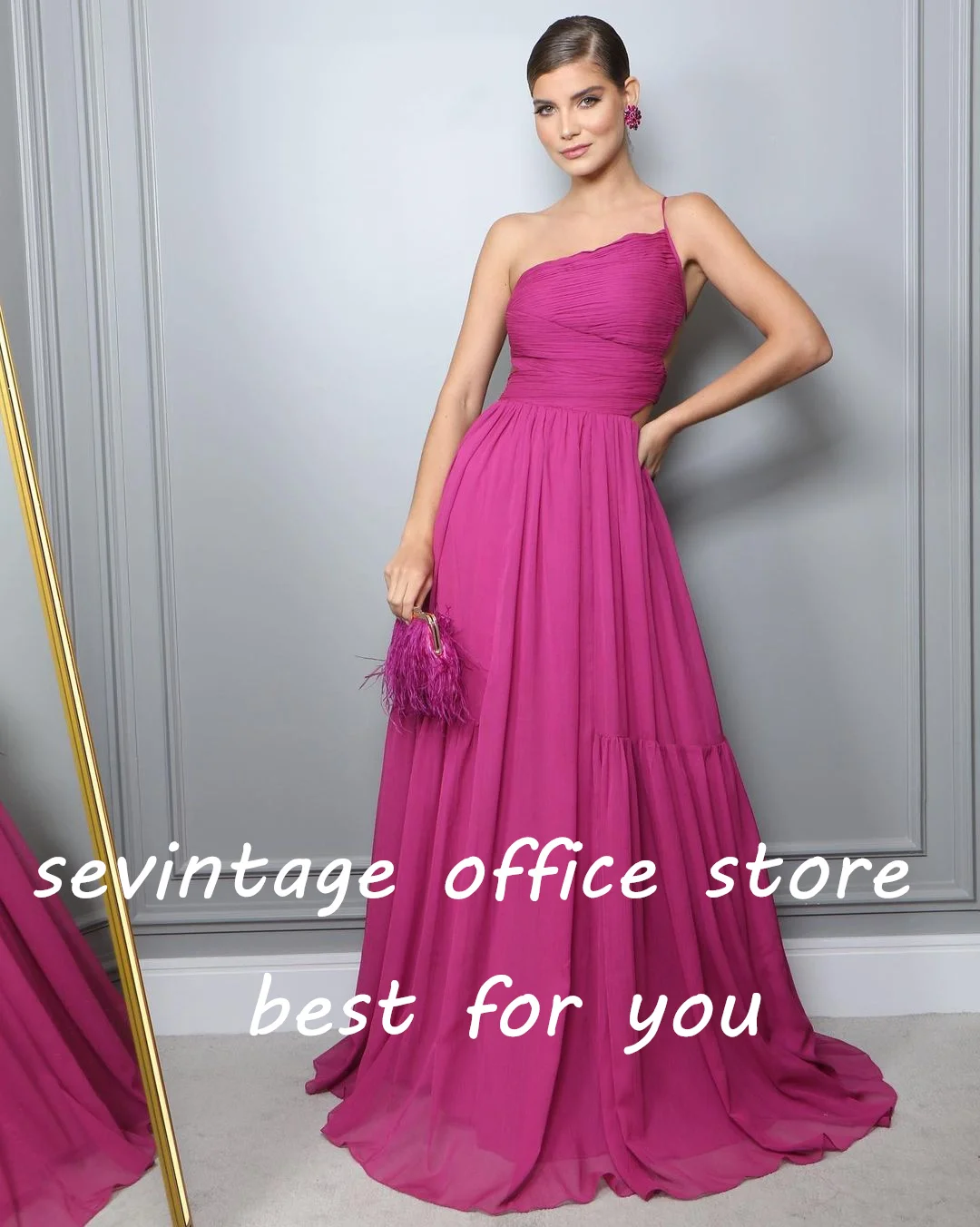 Шифоновое Платье Фуксия Купить