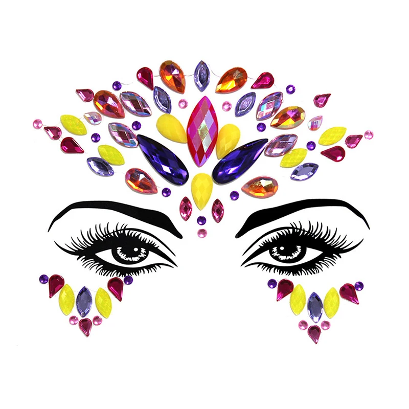 Блестящие 3D драгоценности стикер для лица модные глаза Кристальные драгоценные