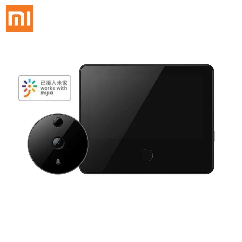 

Смарт-Камера Xiaomi Mijia 1S, дверной звонок кошачий глаз с инфракрасным ночным видением, детектором лица, ИИ-обнаружением человека, ЖК-дисплей, с п...