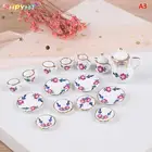 Набор миниатюрных фарфоровых чайных чашек в масштабе 1:12, 15 шт., кухонная посуда с цветами, мебель для кукольного домика, игрушки для детей