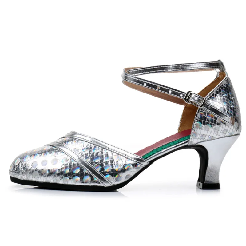 Professional Women Latin Modern dance shoes Ballroom medium high heel dance shoes drill Soft soled Cha cha tango dance shoes