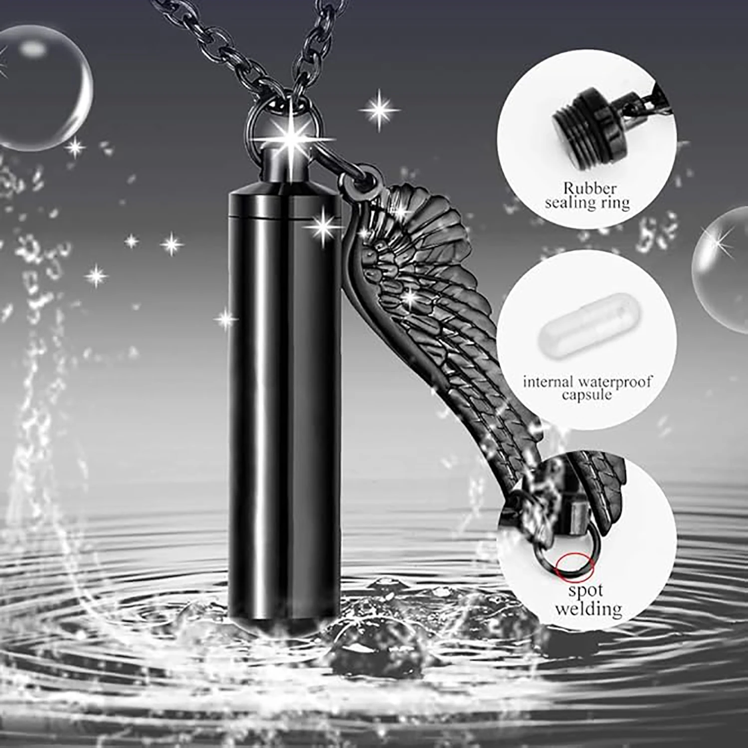 Ожерелье из нержавеющей стали высокого качества с урной для кремации крыльями