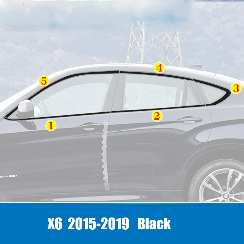 

Для BMW X6 E71 F16 G06 2009-2022 Накладка на порог оконной рамы, черная и серебристая крышка корпуса из нержавеющей стали, полная дверь автомобиля
