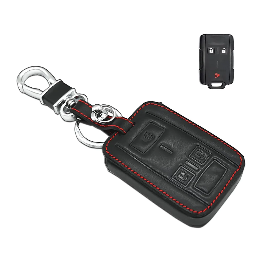 

For GMC For Sierra Leather Key Fob Cover Case Chain Accessories Car Key Holder Protective Cover Chain