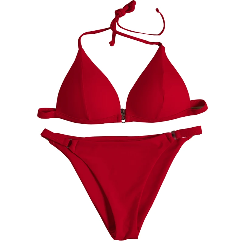 

Бикини пуш-ап женское с лямкой на шее, с заниженной талией