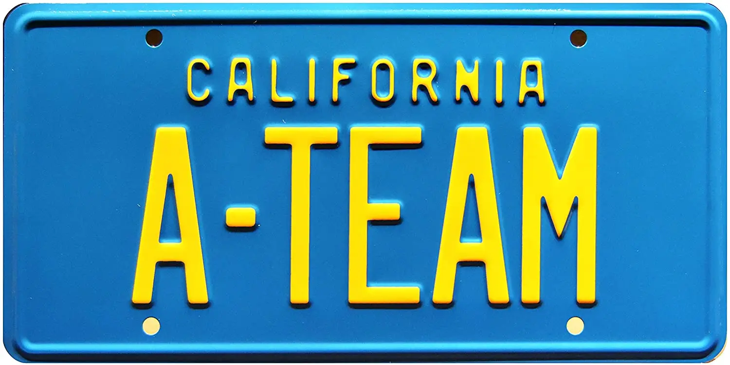 Известные машины A-Team | Металлический номерной знак