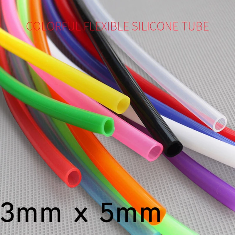 

3x5 Silicone Tube ID 3mm OD 5mm 1 meter Flexible Rubber Hose Thickness 1mm Food Grade Soft Drink Pipe Water Connector Colorful