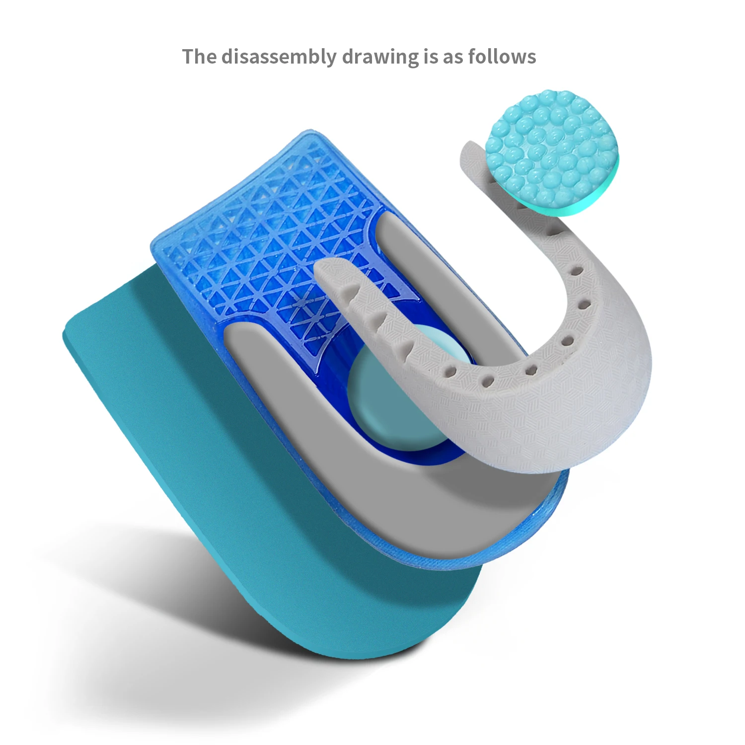 TOPSOLE Silicone Non-Slip Gel Sport Insoles Sole 1-3 Cm Height Increase Templates Blue Orthopedic Foot Care Shock Absorption Pad