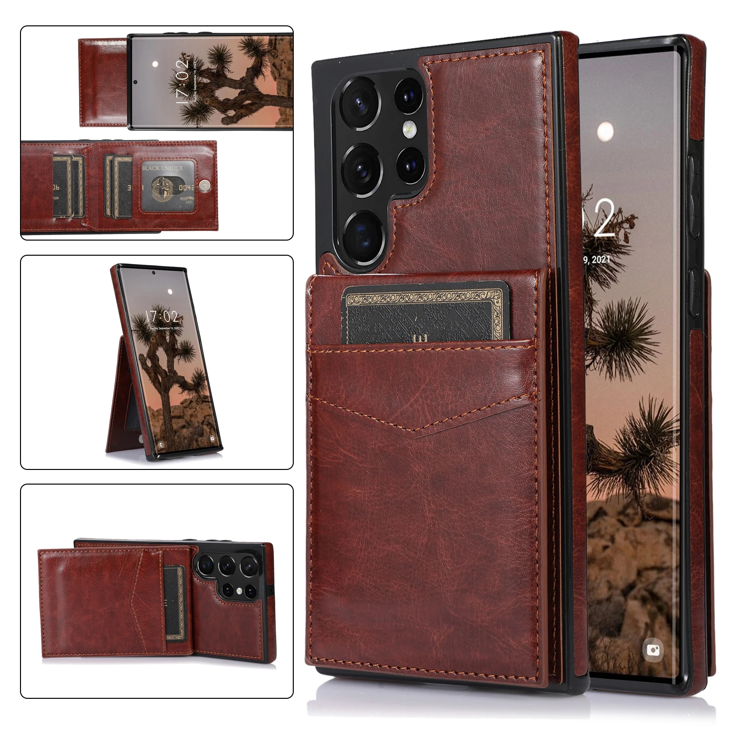 

Leather Flip Phone Cover For Samsung S22 Ultra S21 S20 FE S10 S9 S8 Plus Note20 Note10 Lite Note9 Note8 Wallet Card Slots Case