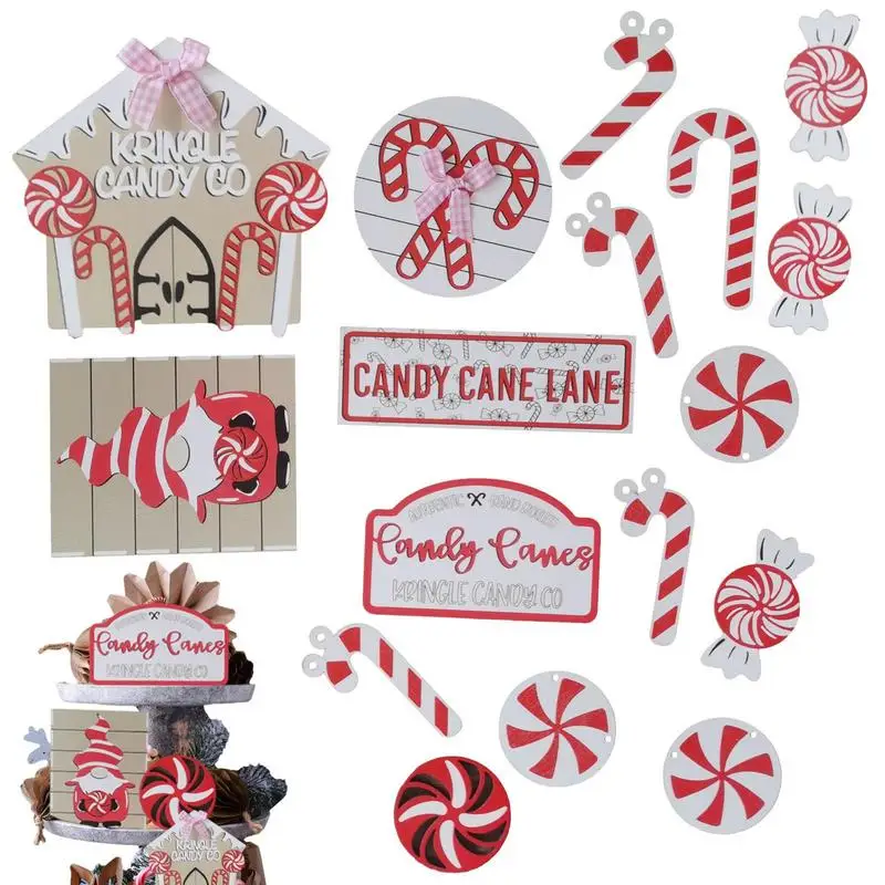 

Christmas Tray Decor 17Pcs Wooden Santa Claus Candy Decorations Indoor Farmhouse Rustic Country Christmas Decor for Home Room