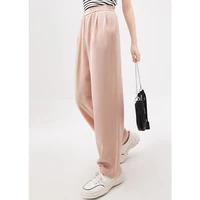 straight pants women full length acetate polyester casual elastic waist springautumn solid sweatpants korean fashion