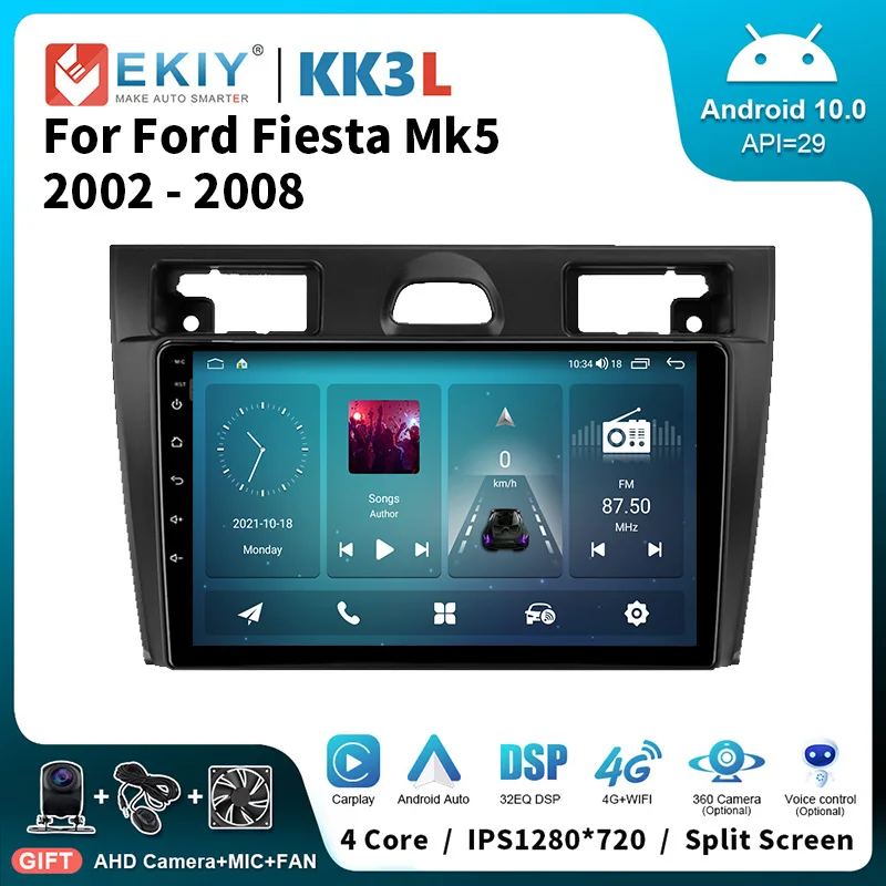 

EKIY KK3L Android стерео Автомагнитола для Ford Fiesta Mk5 2002-2008 IPS мультимедийный видеоплеер навигация GPS Carplay головное устройство