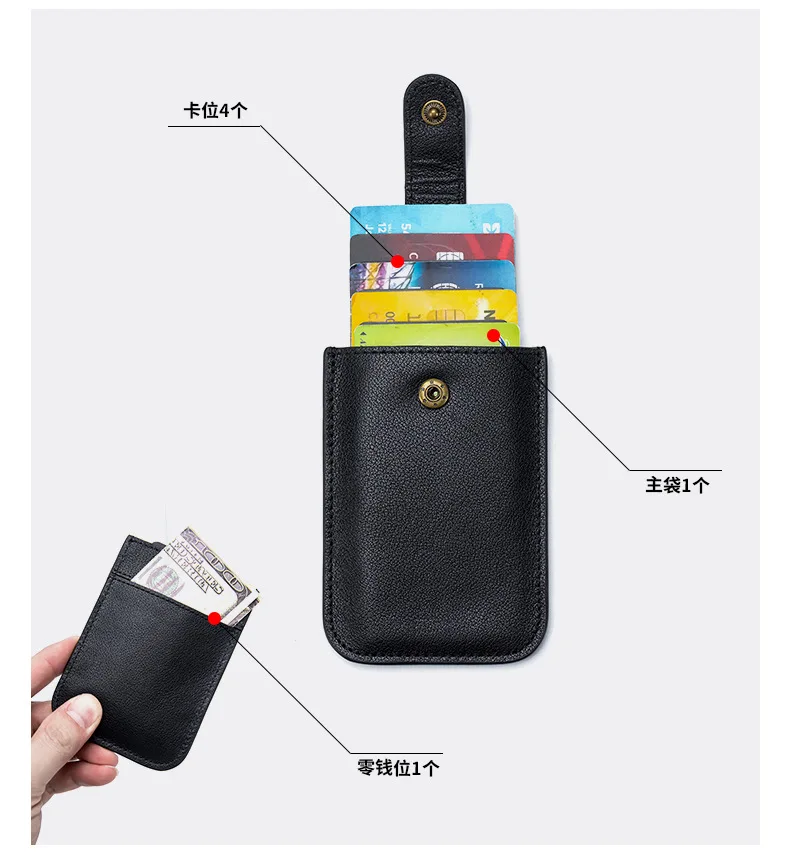 Slim Card Wallet with Coin Purse Genuine Leather RFID Blocking Credit Card Holder Casual Mini Male Clutch Money Bag