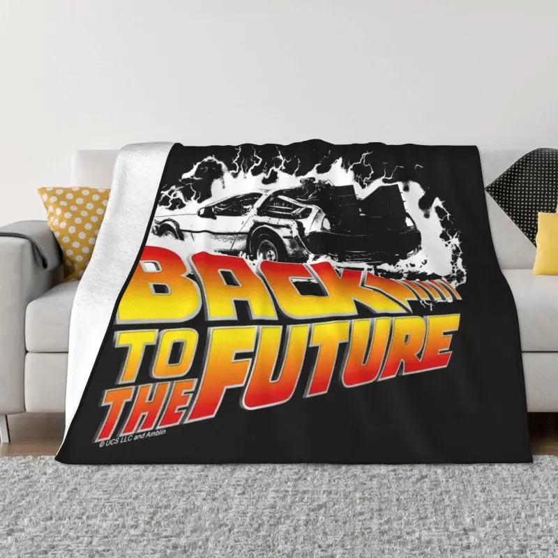 

Back To The Future TV Show Film Blanket Fleece Spring Flannel DeLorean White Stencil Fan Art Throw Blankets Bedding Quilt