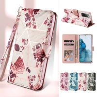 floral wallet leather shell for samsung galaxy s22 ultra flip case s21 note 20 s20 fe s 21 22 plus s10 lite 10 s9 plus s8 coque