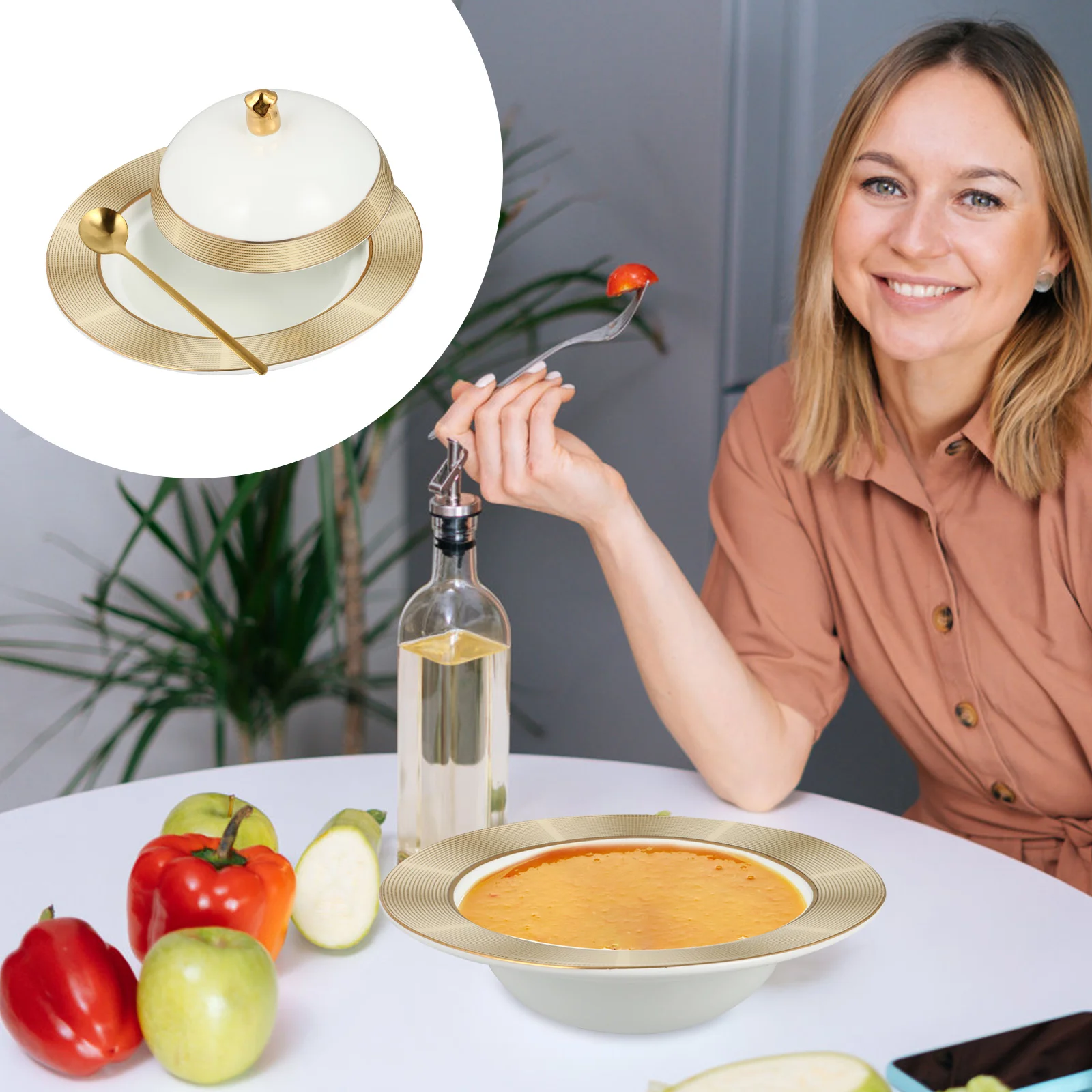 

1Pc Exquisite Useful Practical Multi-purpose Ceramic Bowl Kitchen Soup Bowl