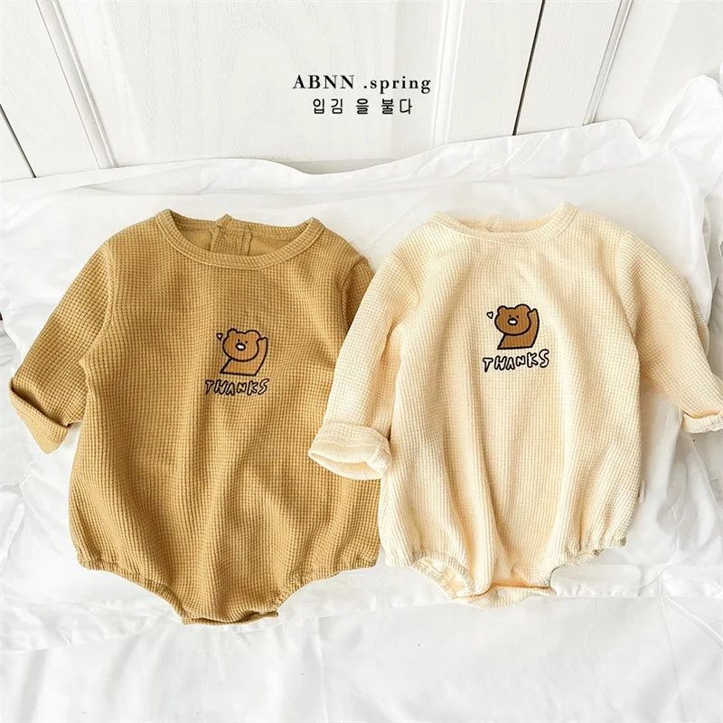 

Newborn Clothes Baby Boys Casual Long Sleeve Jumpsuit Infant Girls Cute Cartoon Bear Pattern Print One-piece Bodysuit 2022 New