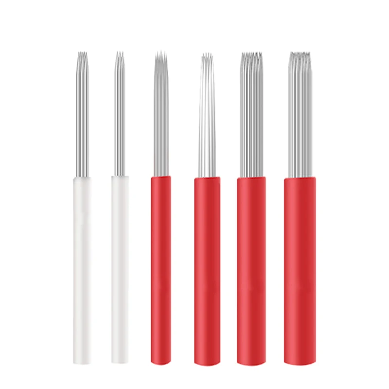 

100 шт. 3RL микроблейдинг лезвия Ламина затенение твердая подводка микроблейдинг Tebori иглы игла туман брови круглые иглы для руководства