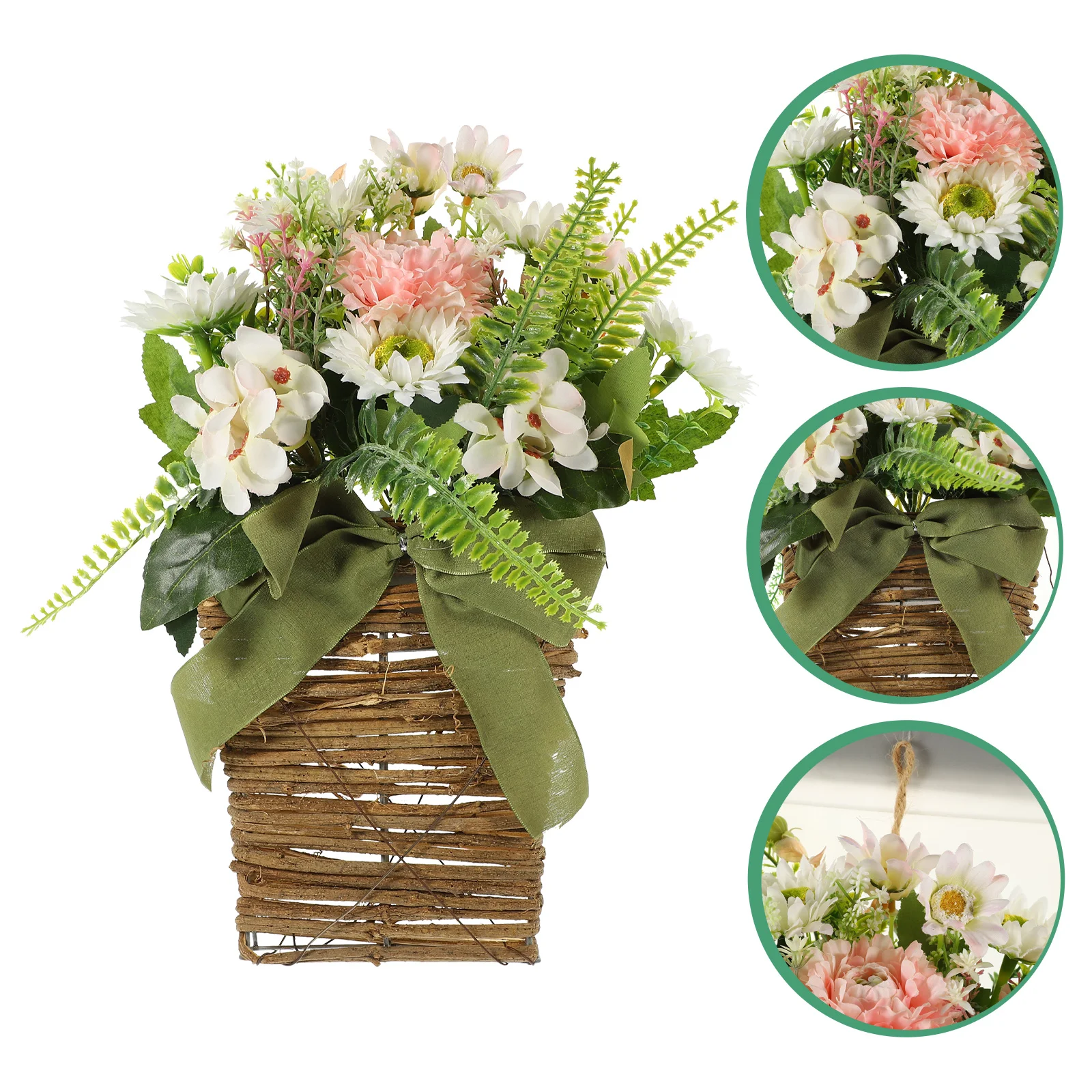 

Artificial Flower In Basket Hanging Flower Basket Lifelike Flower Basket Door Hanger