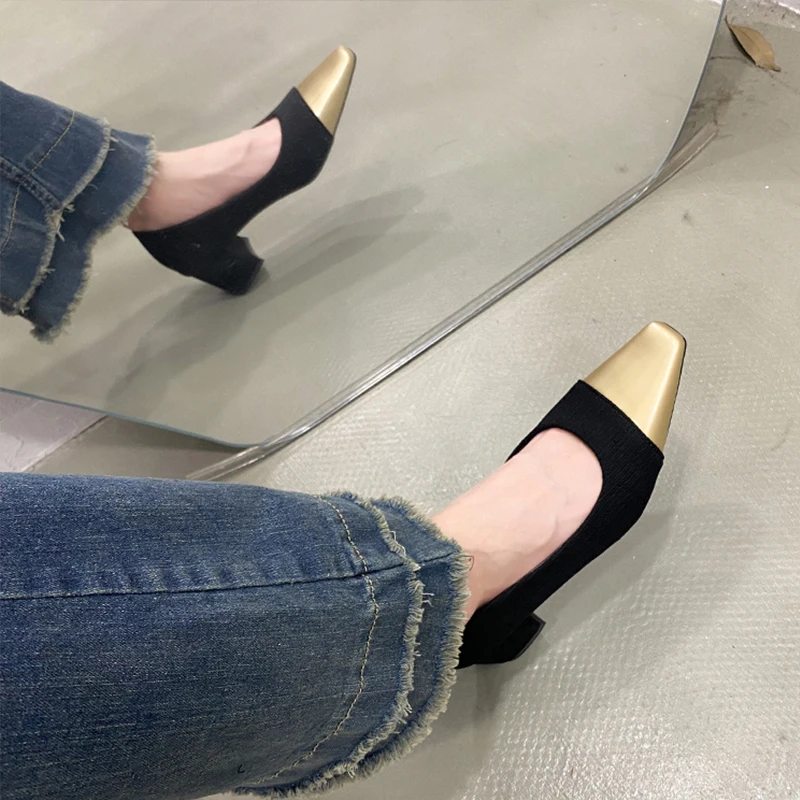 Изящные туфли на высоком массивном каблуке French Yip Sle маленькие крутые женские 2024