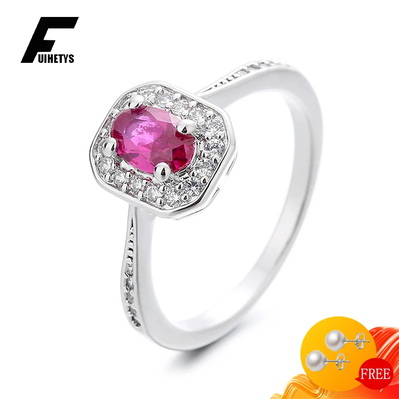 

FUIHETYS Trendy Finger Ring Jewelry for Women 925 Silver Accessories with Zircon Gemstone Rings Wedding Party Engagement Gift