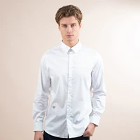 autumn winter solid color embroidered men shirt fashion long sleeve pure shirts luxury slim fit cotton breasted shirts