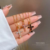 new micro set light luxury zircon cross fine micro set necklace for women fashion trend clavicle chain jewelry gifts