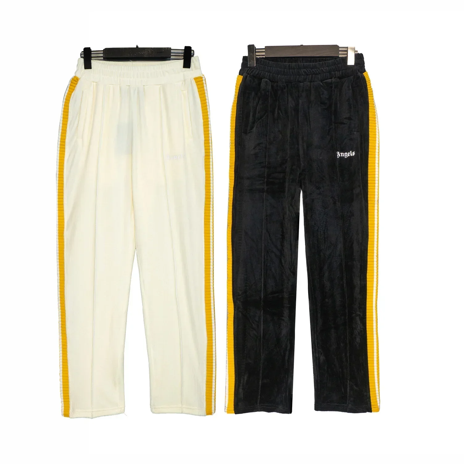 

2024 new Palm Angelss velvet autumn and winter yellow side belt pants tide brand pants straight men's and women's casual pants