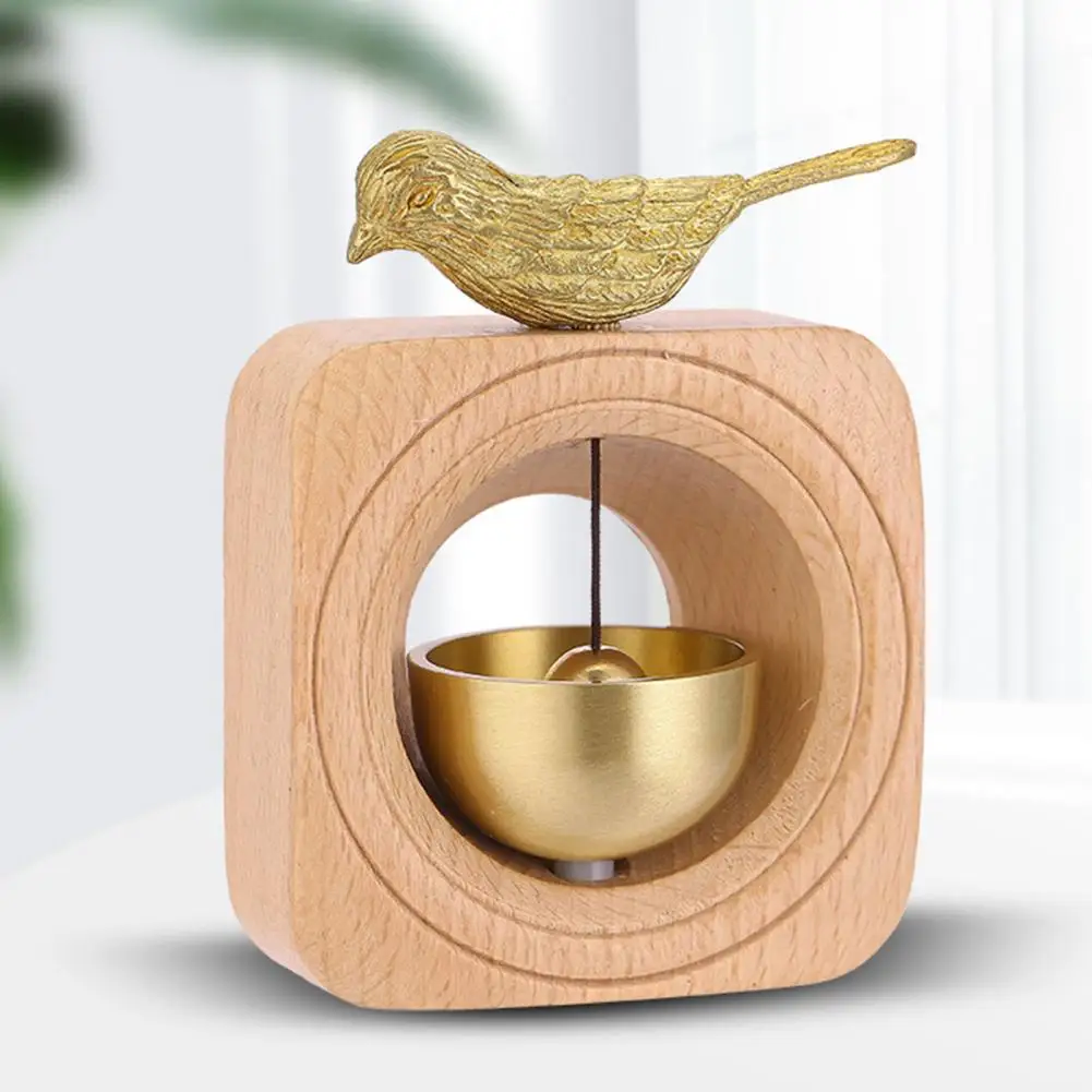 Деревянный латунный дверной звонок с золотой птицей подвесной магнитный