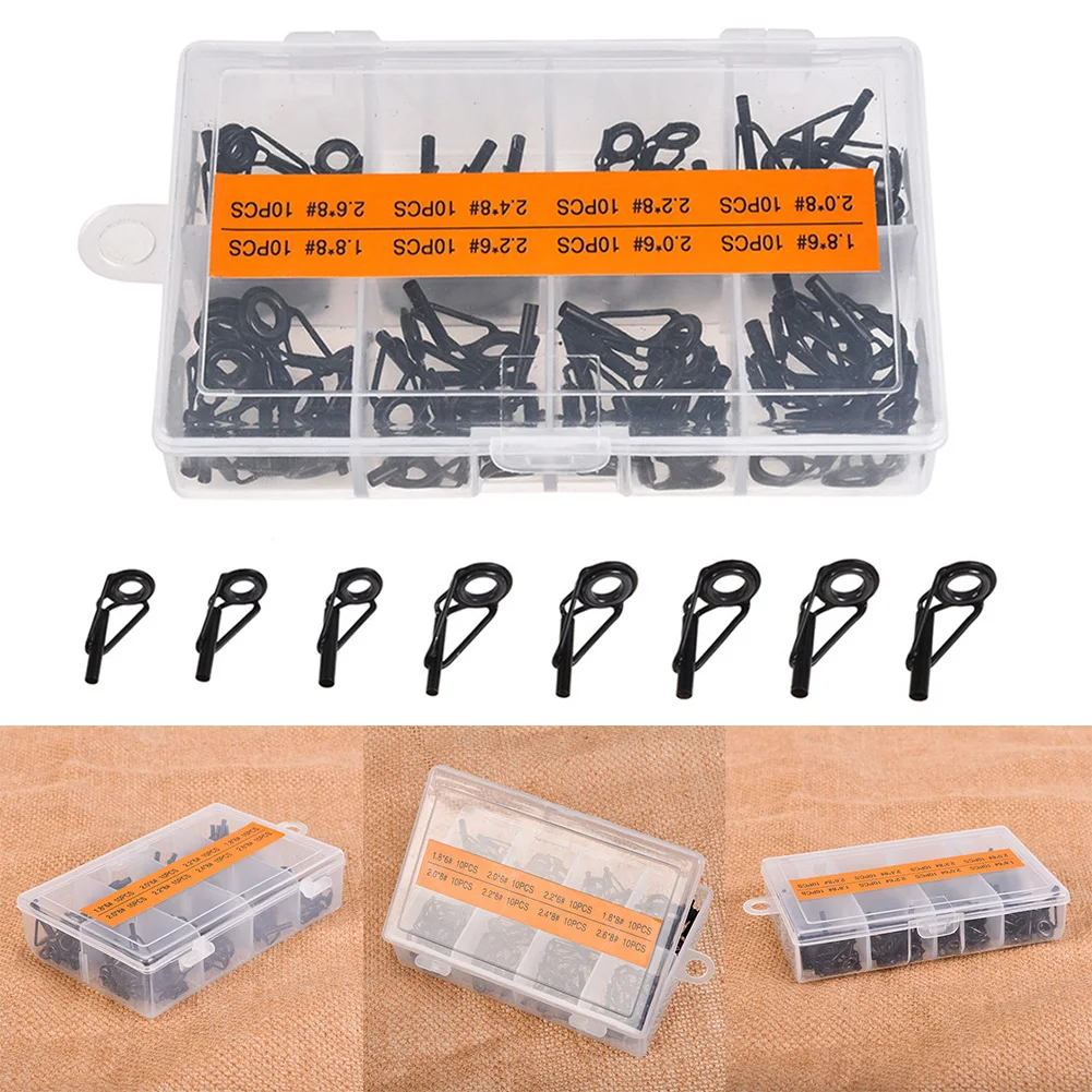 

80 Pcs Fishing Rod Guide Tip Repair Kit Rod Eye Replacement Ceramic Guide Ring Multi-size Options For Fishing Enthusiasts
