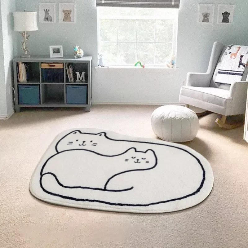 

Cute Kitty Carpet for Bed Room Bedside Area Rug Non-slip Fluffy Rug Living Room Decorative Floor Mat Bathroom Absorbent Mats