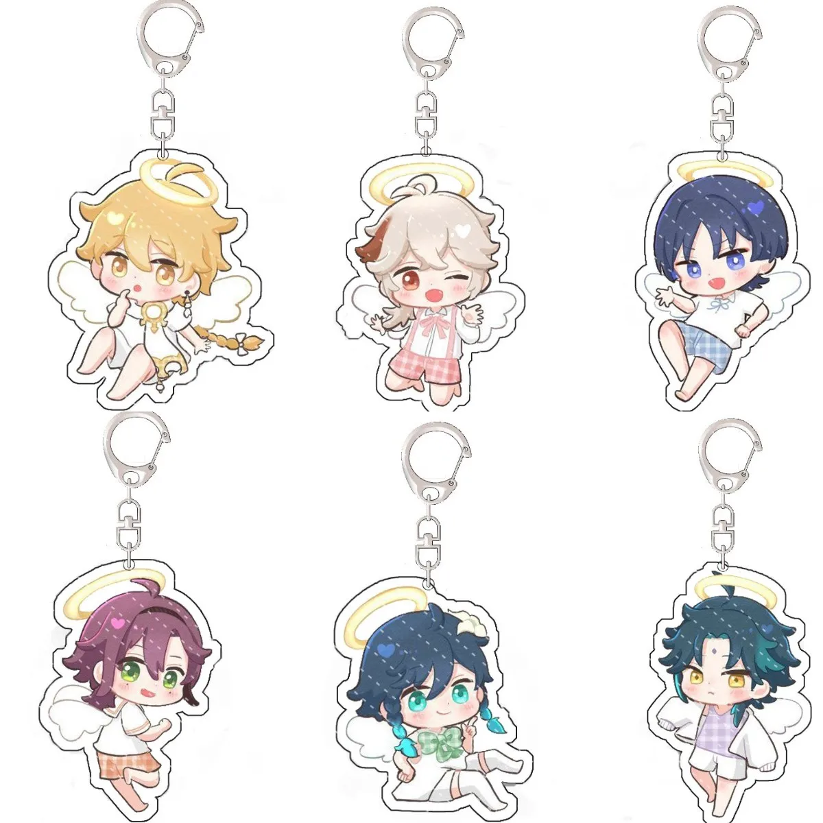 

Hot Anime Genshin Impact Cosplay Key Chains Acrylic Figure Scaramouche Xiao Key Rings Cute Bag Keychain Fans Collection Gift