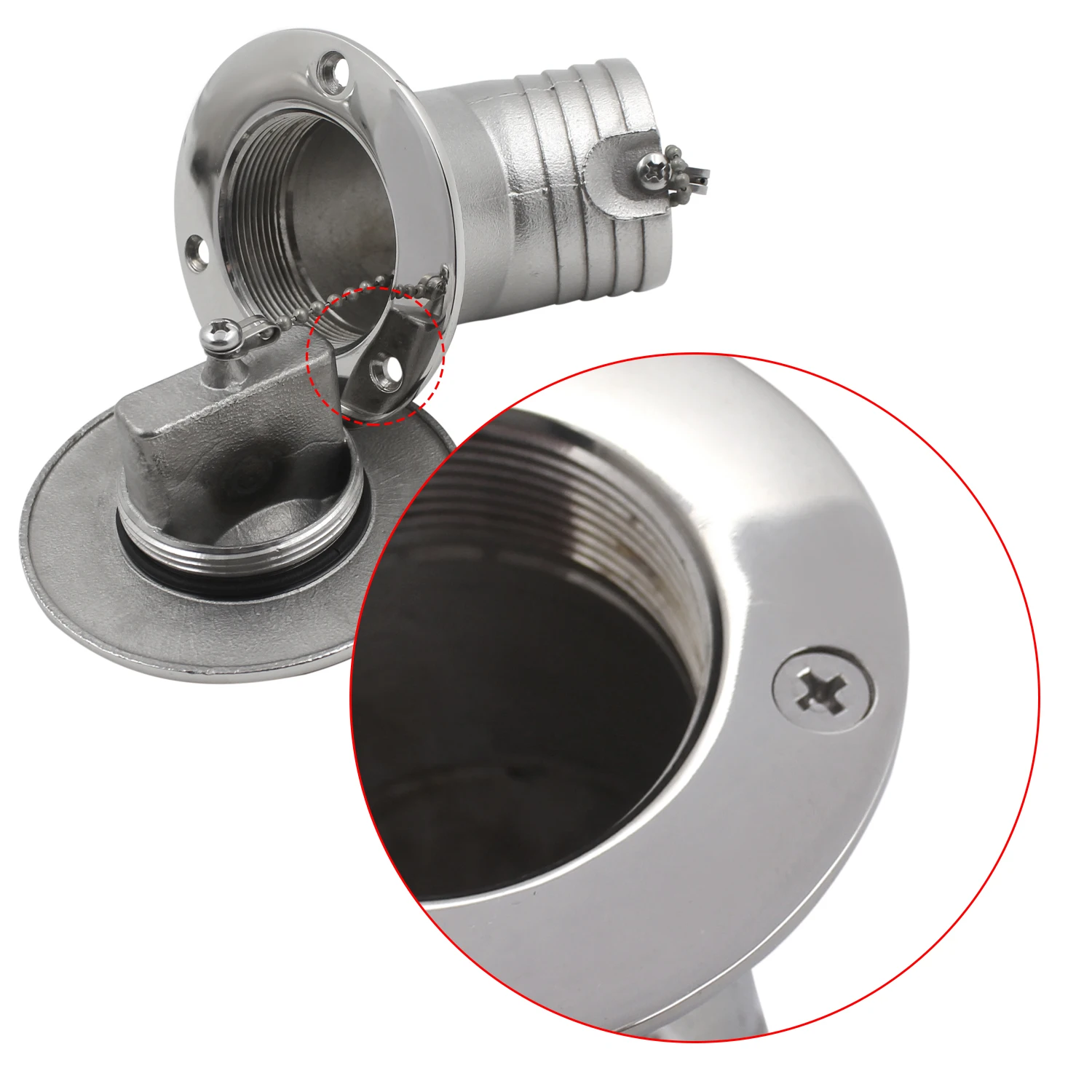 Boat Deck Gas/Fuel/Water/DEO Fill Filler Cap Angled Neck Marine Stainless Steel 316 Fuel Keyless Cap 2