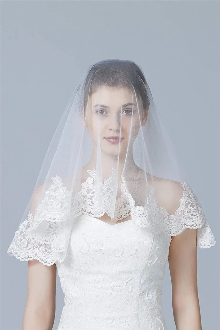 

Фата свадебная женская, горячая Распродажа кружевная свадебная вуаль Elbow, свадебная, короткая, 2023