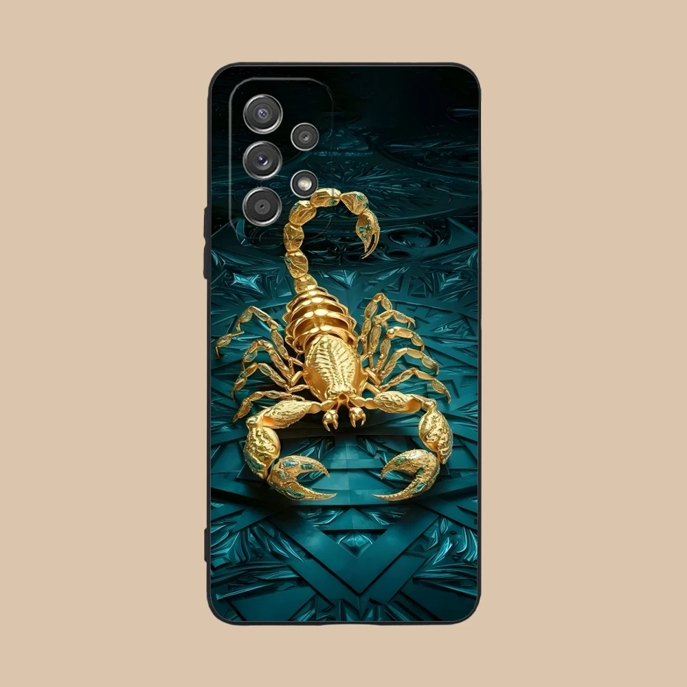 Colored Golden Scorpio Mobile Cell Phone Case for Samsung Galaxy A73 72 71 70 55 54 53 52 35 34 32 23 14 13 5G Black Cover Shell
