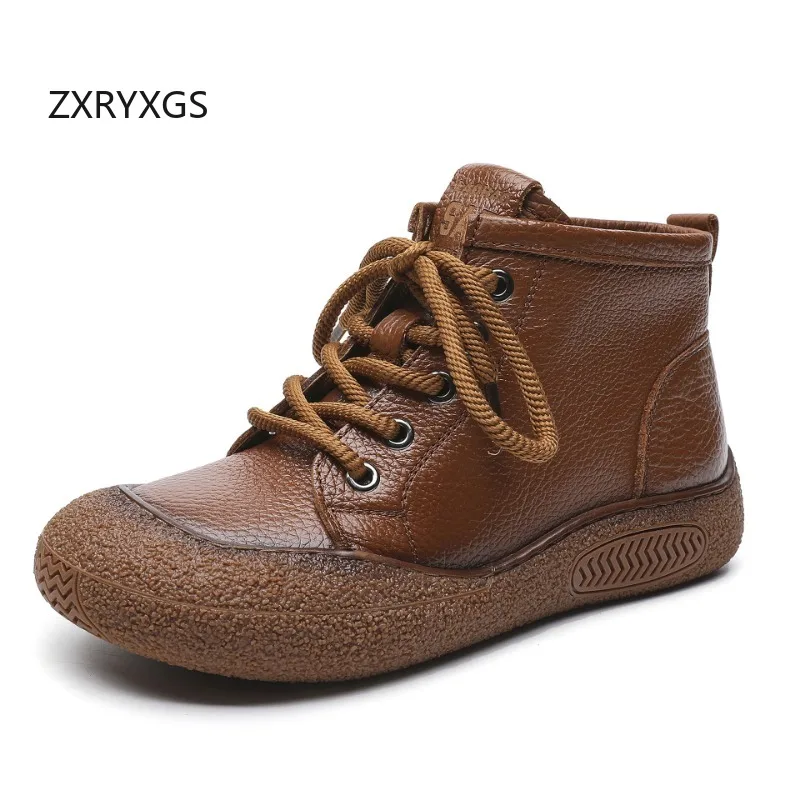 ZXRYXGS высококачественные женские ботинки из натуральной кожи повседневные