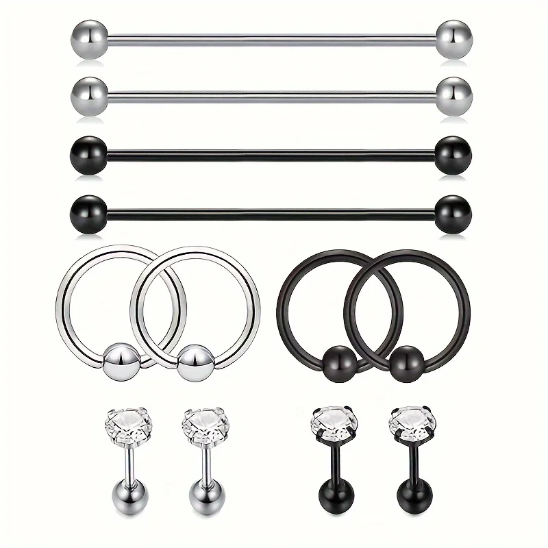 1/3 пары серег-гвоздиков в стиле панк из нержавеющей стали с кубическим цирконием