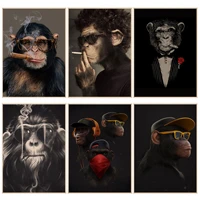 personality monkey smoking classic anime poster kraft paper sticker home bar cafe nordic home decor