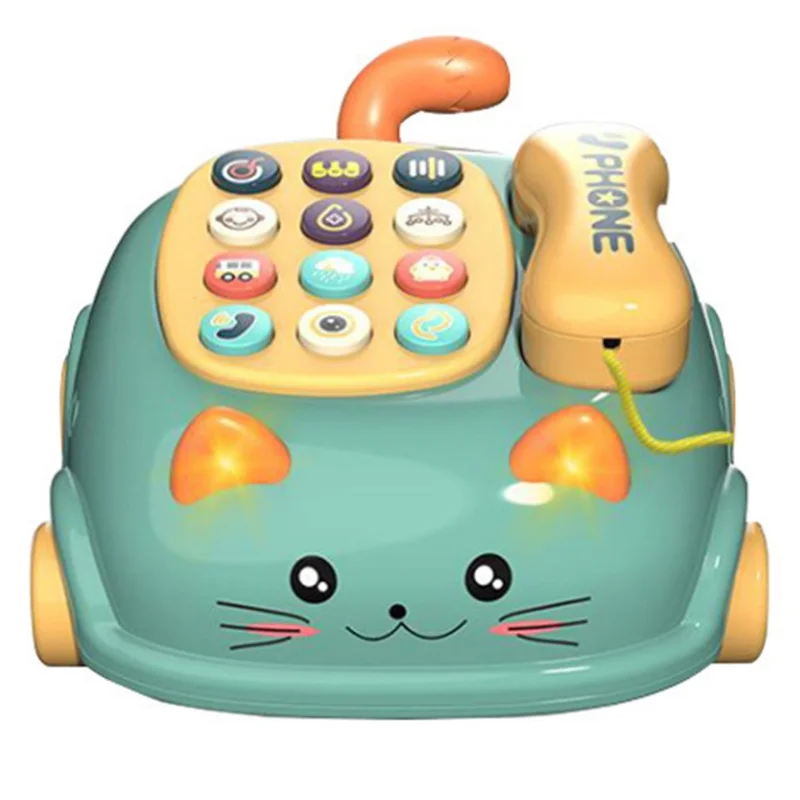 Multifunctional Fake Phone Learning Toys Kids Toy Cute Cat Bilingual Telephone Story Machine Educational Toys for Children Gift