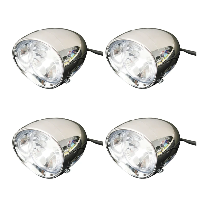 

4Pcs 4″ Motorcycle Bike Chrome Bullet Headlight Spot Fog Lamp Bulb For Chopper