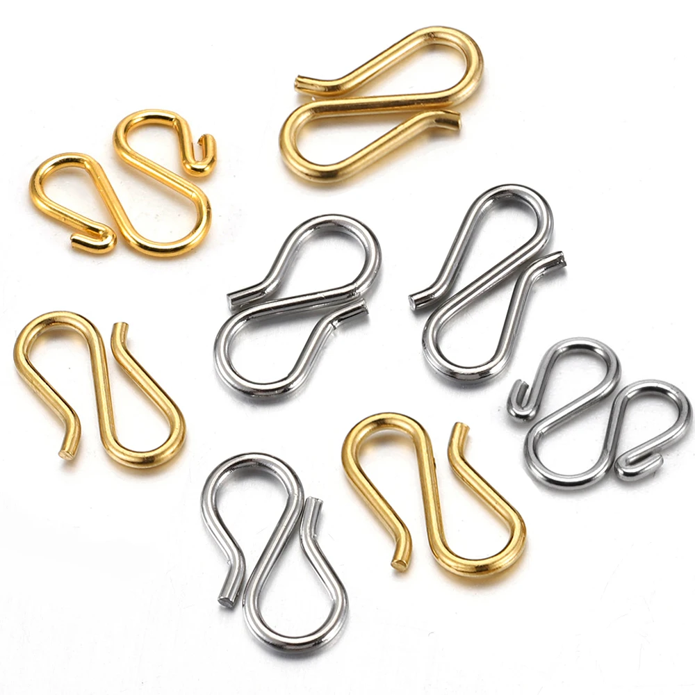 20pcs/Lot Stainless Steel S/W Shape Clasps Connect Hooks Connector Necklace End Closure for DIY Jewelry Making Bracelet Findings