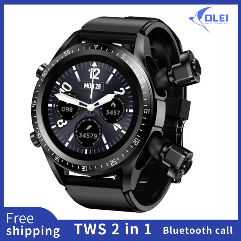 

Смарт-часы Мужские Женские Смарт-часы Tws 2 в 1 Беспроводные наушники мужские Bluetooth звонки музыкальные наушники для Android IOS