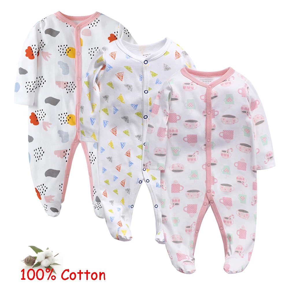 Baby Rompers 100% Cotton Jersey Onepieces Jumpsuit Cute Allover Printing Sleepers Newborn Growing Jumper Sleepsuits Roupa Bebe