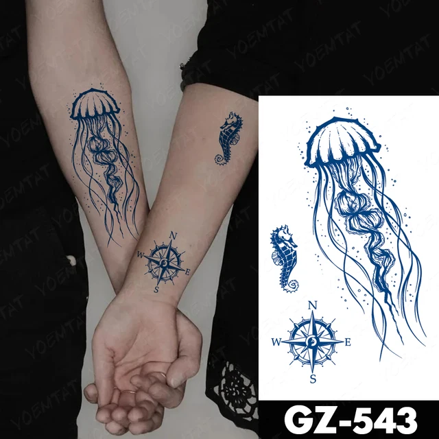 Semi-Permanent Waterproof Temporary Tattoo Sticker Line Flower Text Genipin Herbal Leaves Juice Lasting Ink Fake Shoulder Tatoo 4